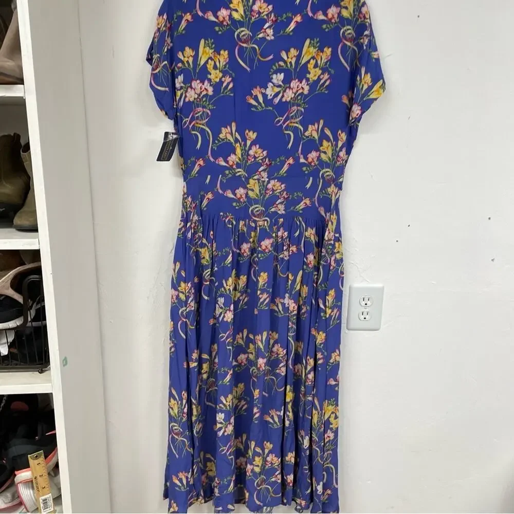 Vintage Herman Geist Blue Floral Print Blazer & Maxi Dress 2 Piece Matching Set